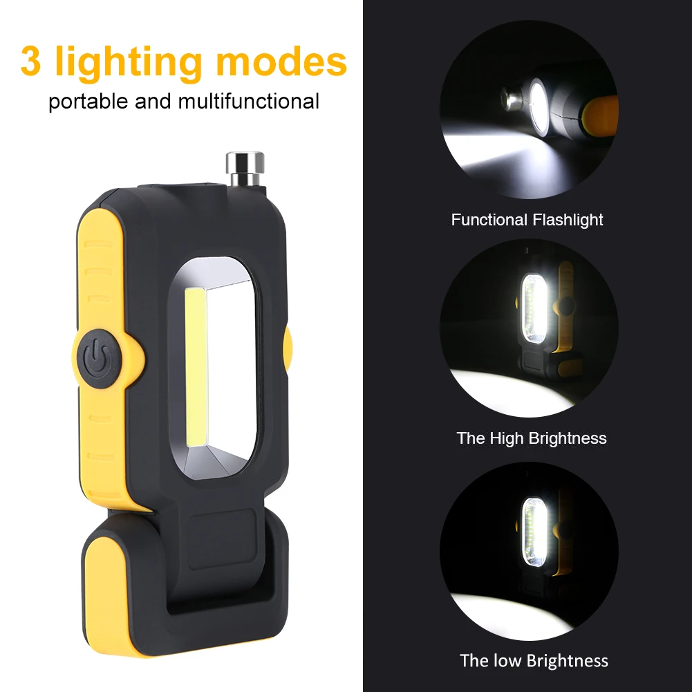 COB LED Flashlight Strong Magnet 3 Modes Battery Operated Working Lamp Mini Portable Camping Torch Telescopic Magnetic Rod | Лампы и