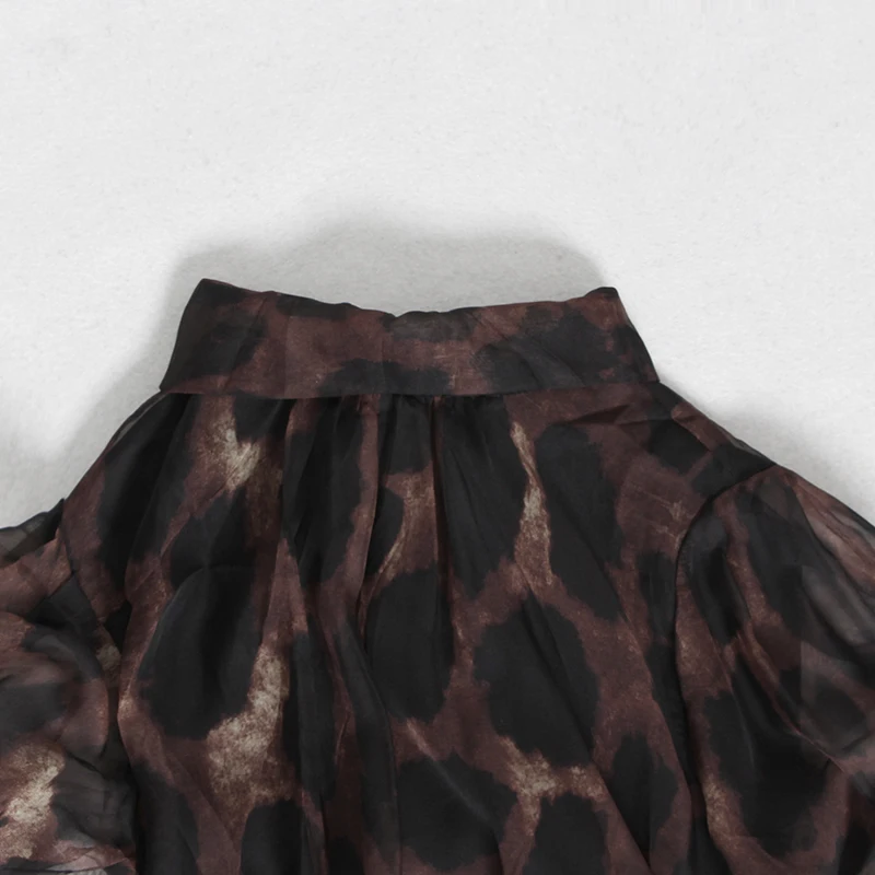 CHICEVER винтажное леопардовое Сетчатое лоскутное женское платье водолазка