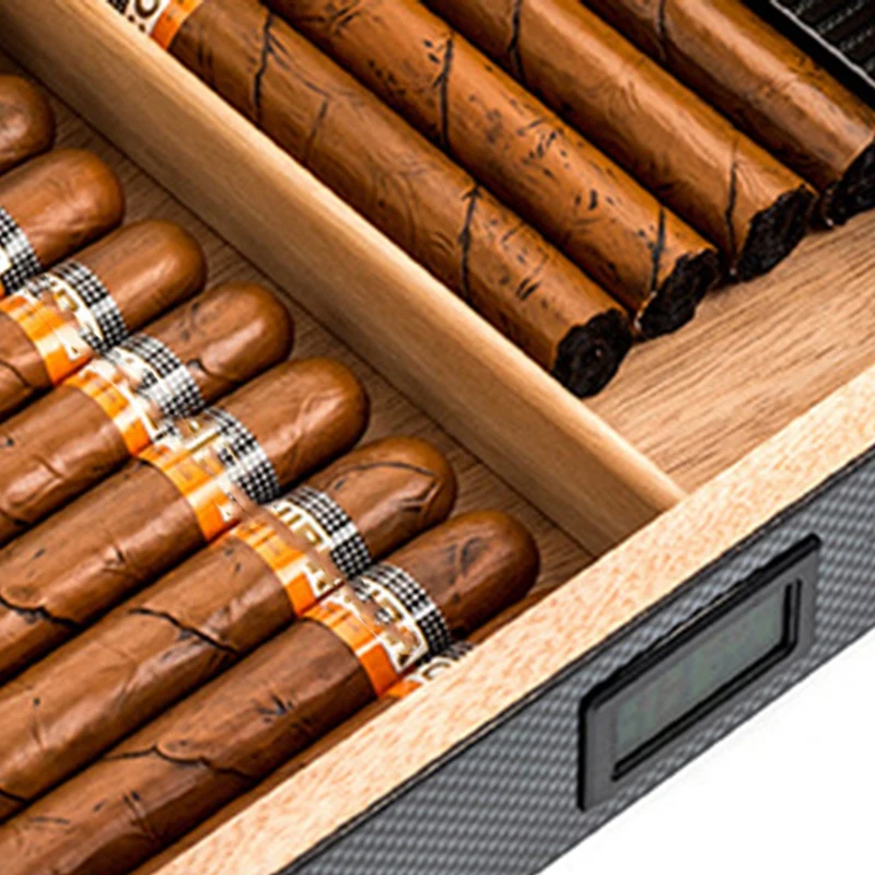 

Black Glossy Cigar Humidor Box Cedar Wood Cigar Case with Humidifier Hygrometer Cigar Box Humidors for COHIBA Cigars