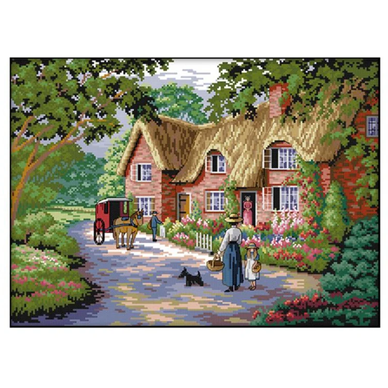 

Набор для вышивки крестиком с изображением пейзажа в деревенском стиле Набор для вышивки хлопковая нить для рукоделия