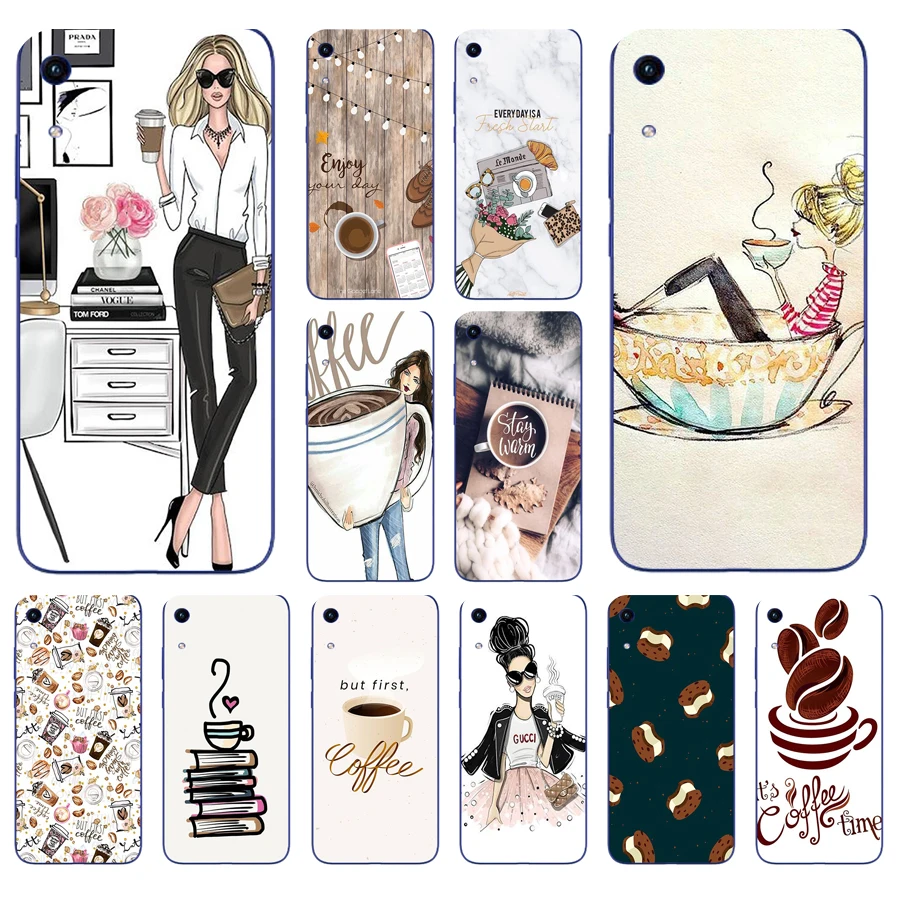 Силиконовый ТПУ защитный чехол 91AA Coffee Girl, чехол для телефона Huawei Y5 Y6 Y7 Prime 2019, мягкий чехол