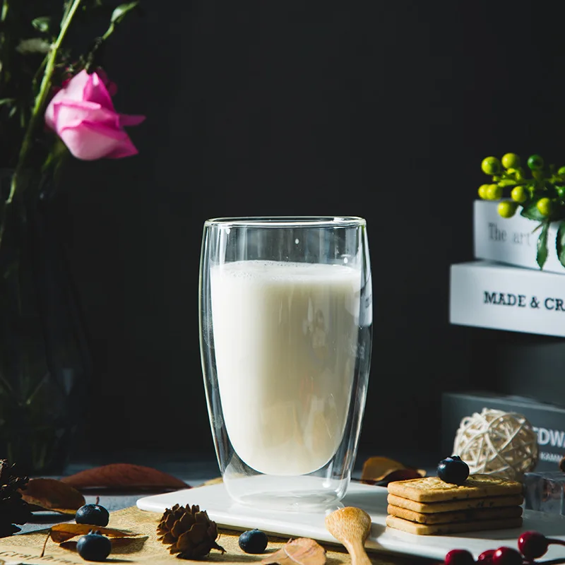 

Креативная простая стеклянная чашка для воды в форме яйца, двухслойная изоляционная стеклянная чашка из боросиликатного стекла, утолщенна...