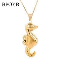 bpoyb 2021 the most selling punk necklace in dubai au750 gold color big sea horse pendant collier femme collares jewellery