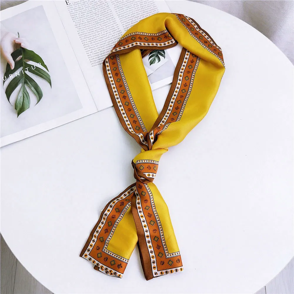 Женский Длинный шарф 145*05 см шифоновые шелковые шарфы в горошек с цветочным