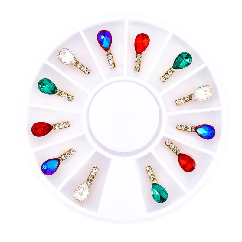 

12pcs 3D Luxury Clear Shining Alloy Nail Art Decorations Charming Fashion DIY Teardrop Shape Nail Art Works Accessories