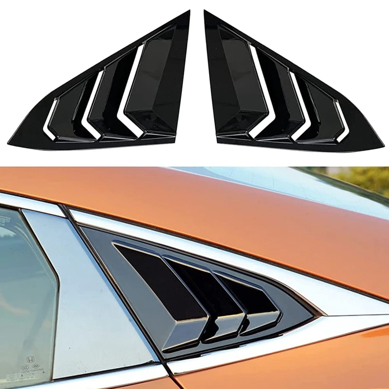 

Racing Style Car Rear Side Window Louvers Cover Blinds Scoop Air Vent Cover Trim for Honda Civic 10Th 2016-2021 Sedan