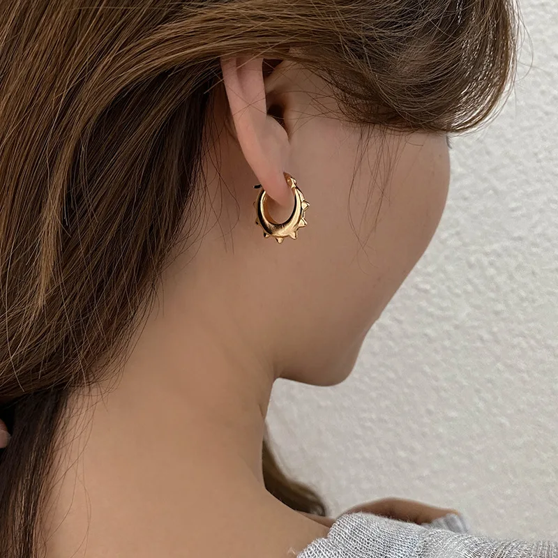 

MrZMsZ 2021 Модные металлические серьги-кольца в форме подсолнуха для женщин модные ювелирные изделия серьги в стиле панк хип-хоп подарки аксесс...