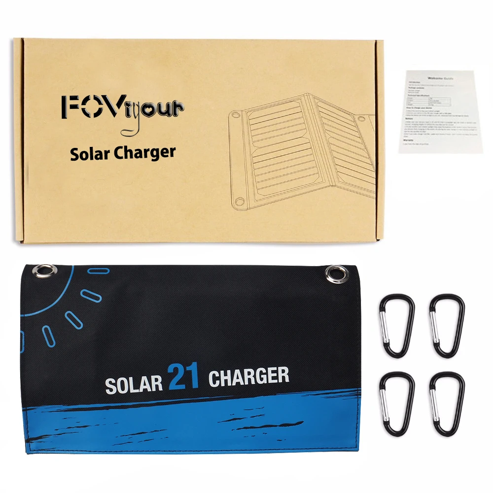 Fovigour 21 Вт складной панели солнечных батарей Зарядное устройство Sunpower Панели