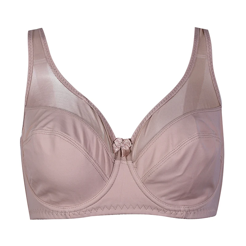 Beige 34 36 38 40 42 44 46 C D DD DDD E F женское белье размера плюс без прокладок на косточках Нижнее белье с полным покрытием кружевной бюстгальтер-минимайзер - Цвет: Beige