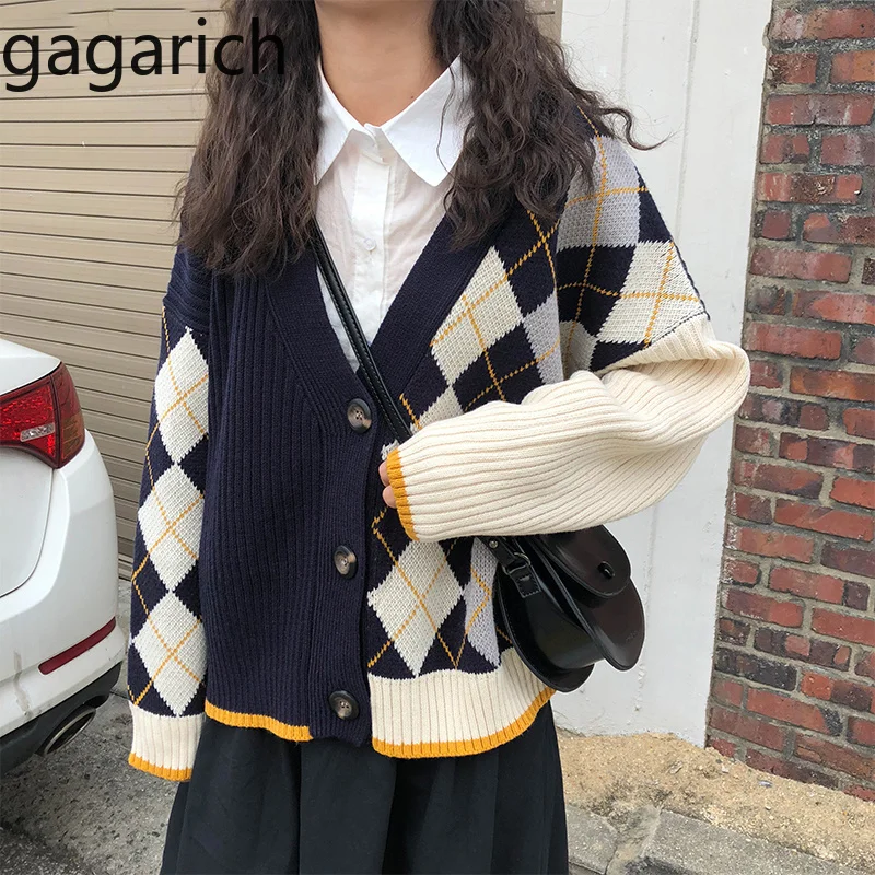 Gagarich Sweater 2019 Asymmetric Retro Geometric Pattern Embroidered Autumn Winter Thick Warm Knitted Cardigan Tide |