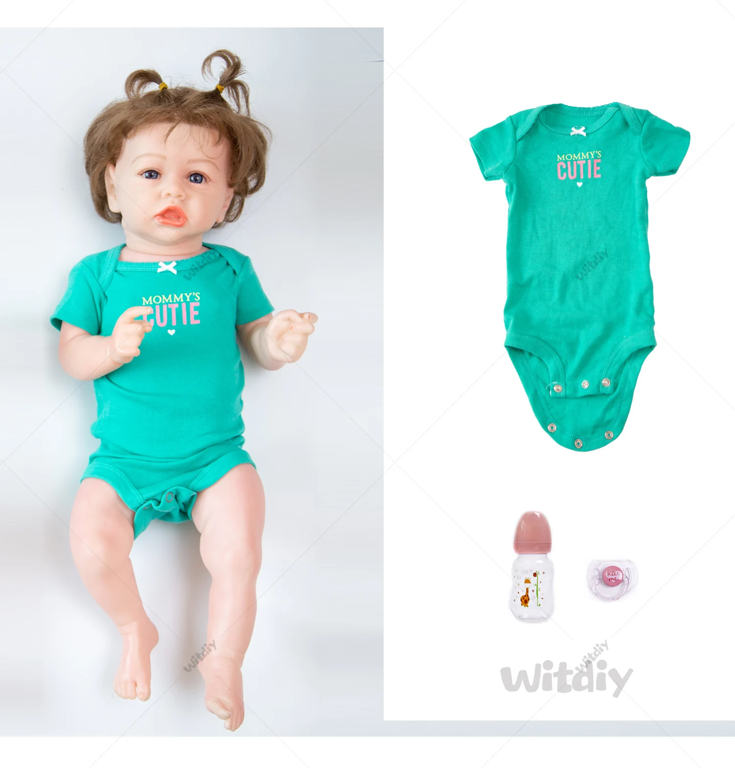 

Witdiy Green Jumpsuit saskia 58CM bebe reborn reborn baby doll Rebirth doll Baby rebirth silicone doll silicone