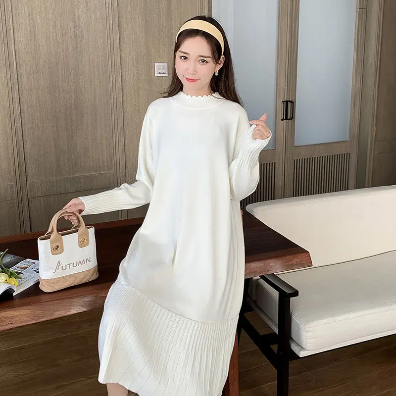 Heydress 2019 Женское зимнее вязаное платье свитер винтажное женское с рюшами размера