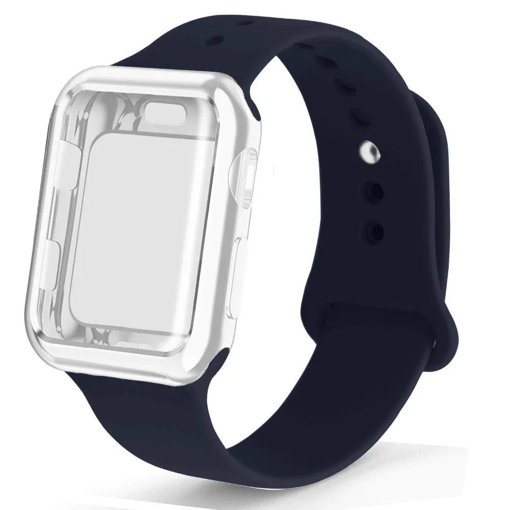 Чехол+ ремешок для часов apple watch 5 ремешок 44 мм correa apple watch 42 мм 38 мм 40 мм iwatch 4 3 2 Силиконовый браслет pulseira