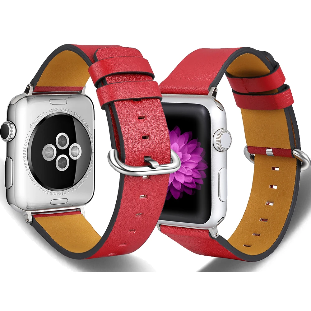 Кожаный ремешок для Apple Watch series 6/5/4 40 мм 44 спортивный браслет iwatch Series 3/2/1 42 38 черный