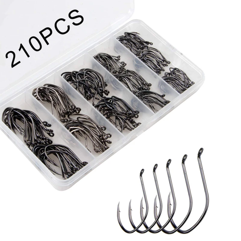 210 шт./кор. с высоким содержанием углерода Сталь набор рыболовных крючков 2 # 10