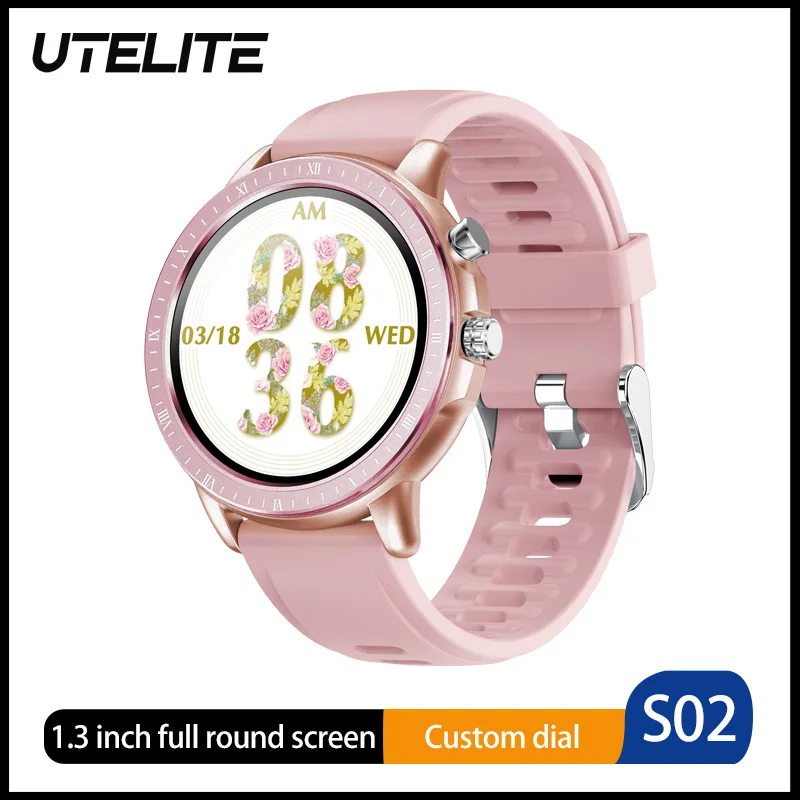 

UTELITE S02 спортивные Смарт-часы для женщин и мужчин фитнес-трекер часы пульсометр IP67 Водонепроницаемый Полный сенсорный экран ремешок VS DT78