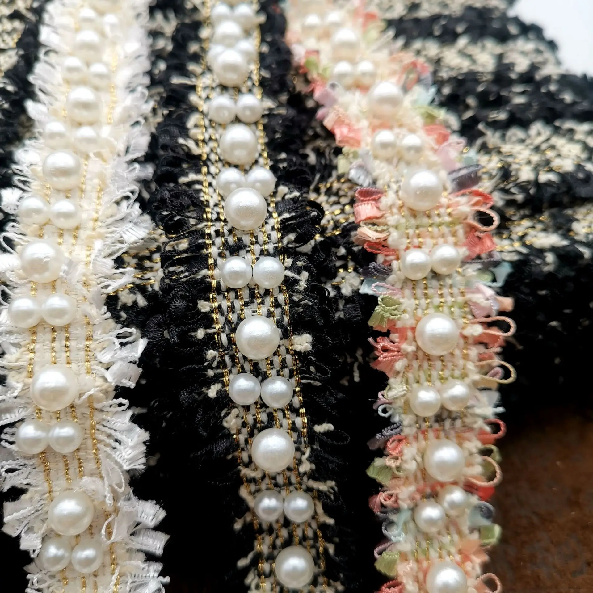 1 ярд кружевная лента жемчужная вышивка бисером отделка ткань ручной работы