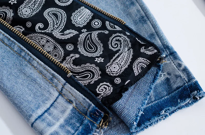 

High New Kiryaquy men Luxurious Paisley West Coast CRIPS BLOODS jeans Cotton Denim Pants comfort casual jeans S-XL #D4