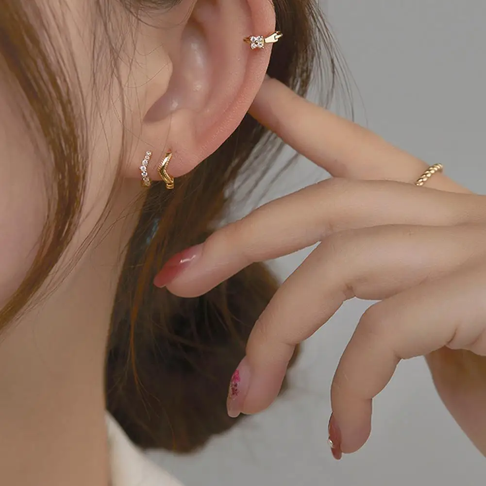 

1 Pc Mini Zircon Hoop Earrings for Women Small Huggie Tiny Round Rings Piercing Cartilage Earring Loop Ring Circle Ear Buckle