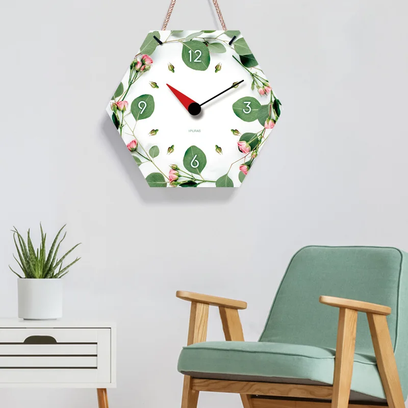 

Xuan Art Decoration Hexagonal 14-Inch Lanyard Hanging Clock Hot Selling High Quality Hanging Clock