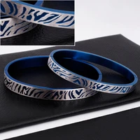 fashion high quality blue color leopard 316l stainless steel couple bracelet bangle at sale price