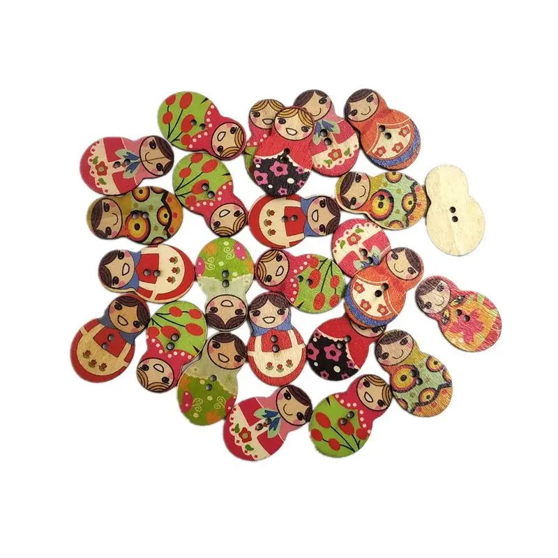 

50pcs European Vintage Wooden Buttons Scrapbook Accessories Wooden Buttons for Crafts DIY Sewing Supplies Buttons for Clothing