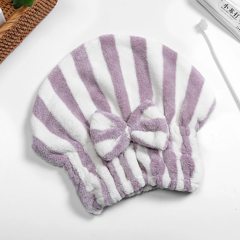 

Hot Coral Fleece Absorbent Bowknot Dry Hair Cap Cationic Printing Dry Hair Cap Korea Dry Hair Cap 1pc
