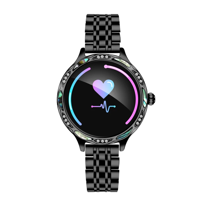 Metal-Black Eseed M9, умные часы для женщин, IP68, водонепроницаемые, 150 мА/ч, долгий режим ожидания, 1,04 дюймов, цветной экран, монитор сердечного ритма для andriod ios - Цвет: Metal-Black