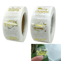 500pcsroll transparent merry christmas stickers 2 5cm label xmas party gift packaging bag sealing decoration stationery