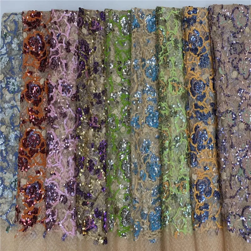 

Африканская кружевная ткань вышитые нигерийские кружева с блестками ткань 2020 Высокое качество Французский Тюль кружевная ткань для женщин...