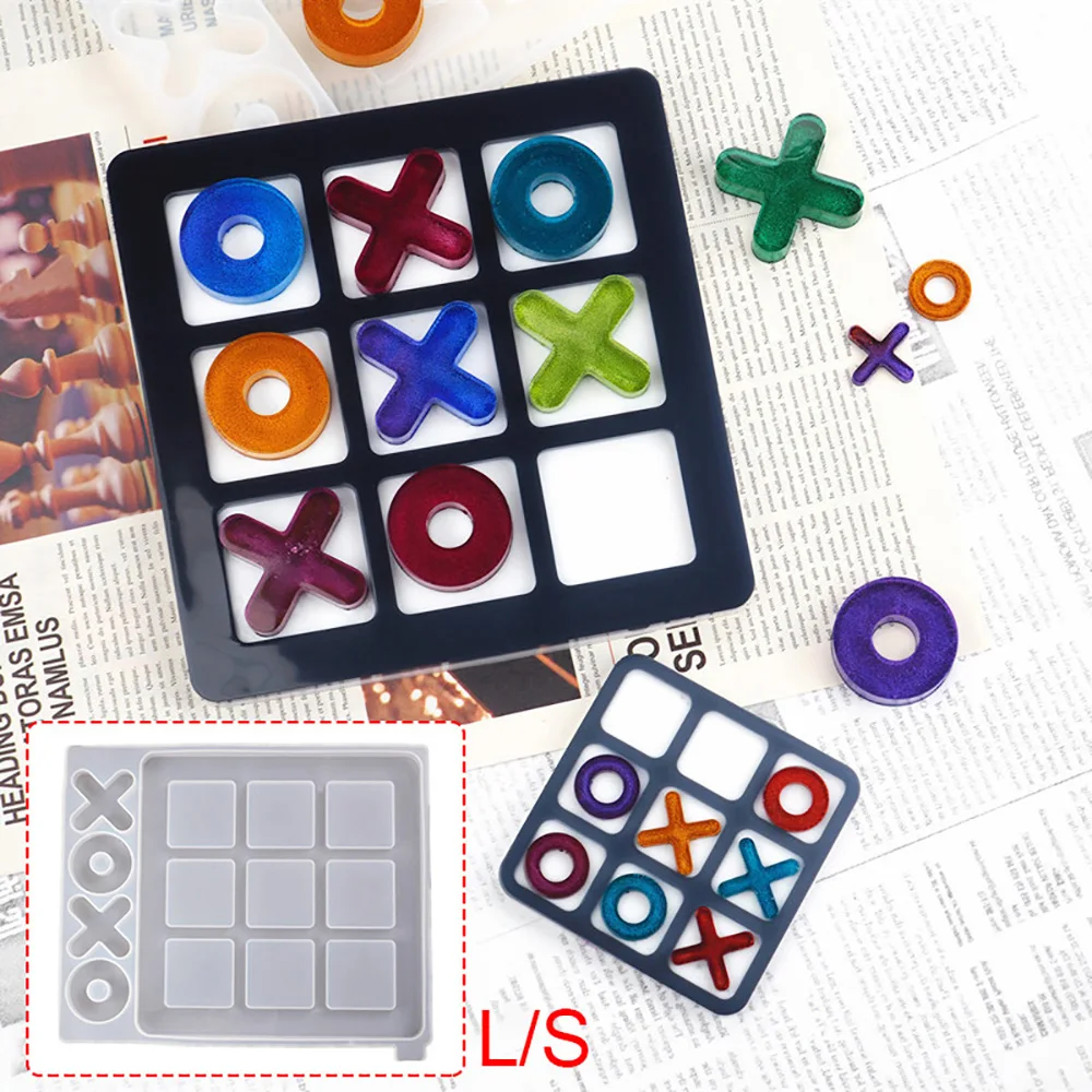 

Tic-Tac-Toe Ox Chess Game Epoxy Resin Mold Mirror Silicone Mold DIY Jewelry Small Pendant Mirror Molds Handmade Mould Art Crafts