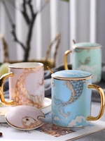 creative ceramic mug cup with lid spoon cup personality trend for men and women milk coffee home teacup cup group delicate