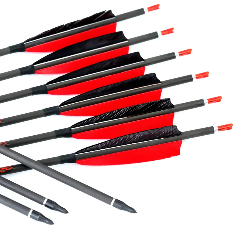 Стрелы из чистого карбона для стрельбы лука 12 шт диаметр 300 мм 340 400 500 600 700 800