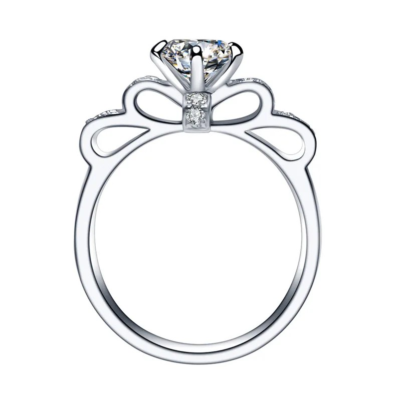 С покрытием 18 ти каратным белым золотом цвете кольцо для женщин Чистый