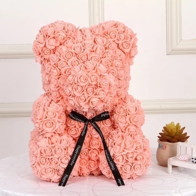 Pink 40cm Прямая, 25 см, пенопласт, розовый Мишка, цветы, подарок для подруги на день рождения, свадебные искусственные вечерние украшения для дома, подарок на день Святого Валентина - Цвет: Pink 40cm