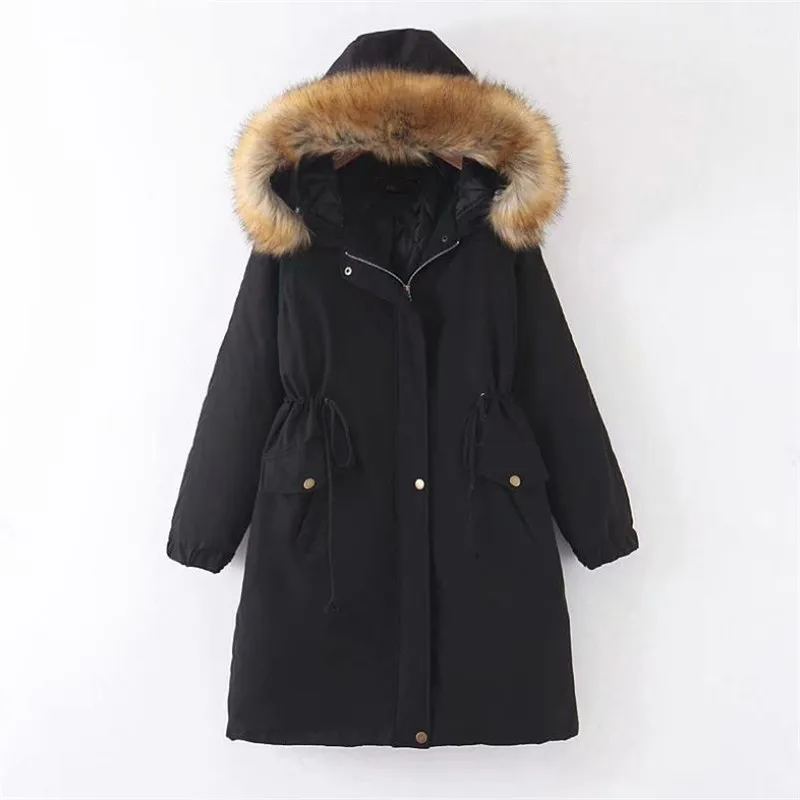 Зимняя женская хлопковая куртка повседневная однотонная пуховая теплое модное