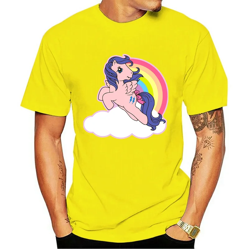 

Summer New Men's Short-Sleeved T Shirt Rainbow Pony Print Trend Men And Women Short-Sleeved T Shirt