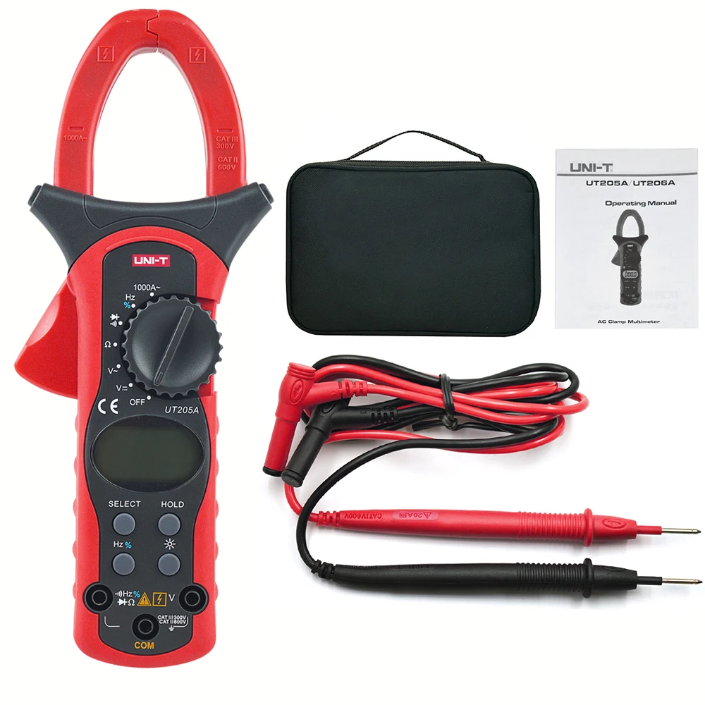 UT205A UT206A Digital Clamp Meter AC/DC Current Voltage Auto Range VFC Capacitance Non Contact Multimeter | Инструменты
