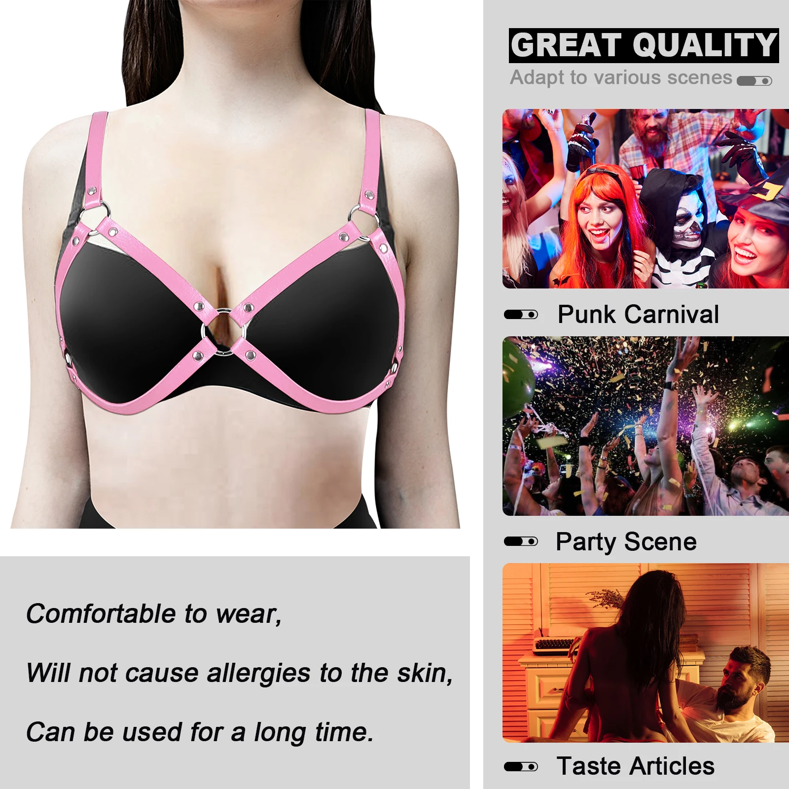

Goth Sexy Chest Cage Tops Leather Tight Body Women's Harness Bra Bondage Erotic Aldult Toys Lingerie For Couple Suspender Fetish