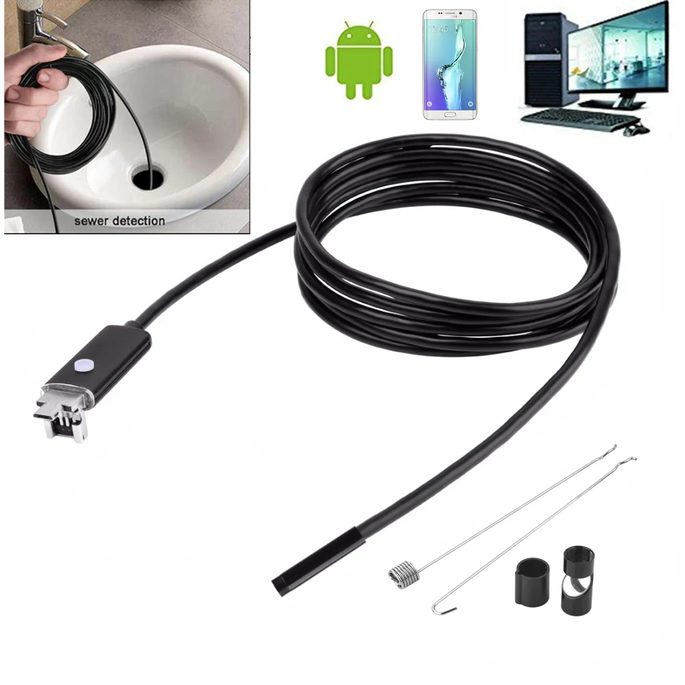 AN100 3 в 1 8mm720P 6 светодиодный эндоскоп Tpye-c Android PC USB Водонепроницаемый эндоскоп Инспекционная камера мягкий жесткий проводной бороскоп