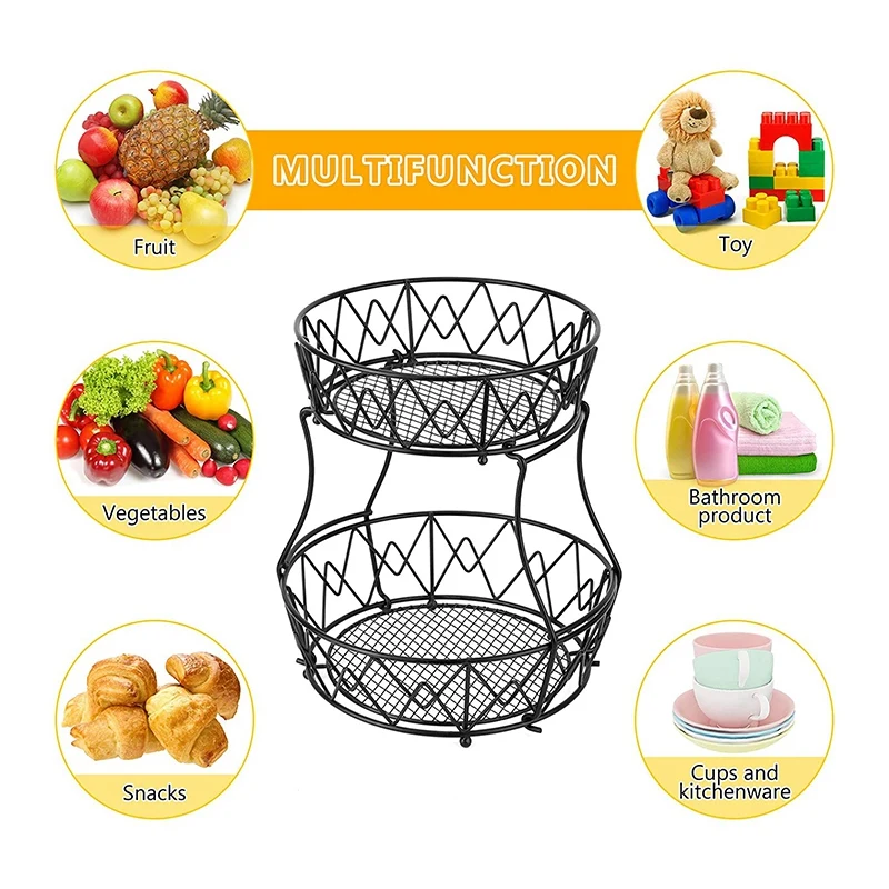Tiered Fruit Bowls Orange Storage Stacking for Kitchen Countertop Food Bread Snack Counter Detachable Organizer | Дом и сад