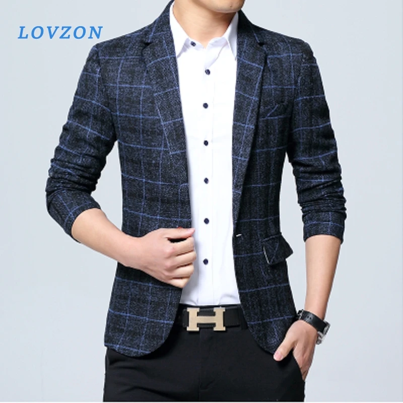 

LOVZON Mens Wedding Suit Male Blazers Slim Fit Suits for Men Costume Business Formal Party Blazer Men's Plaid suit