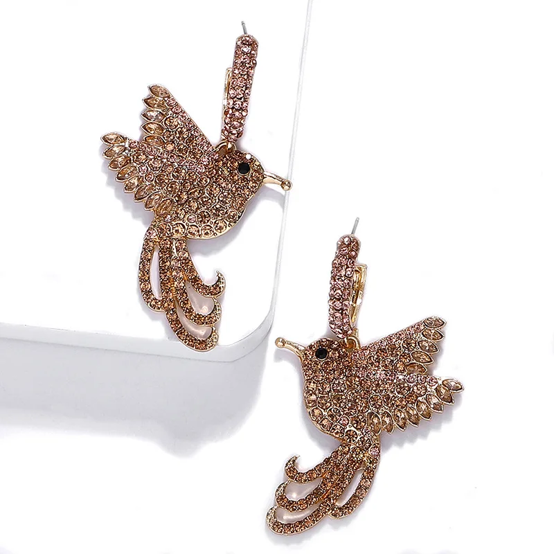 2019 Blue Parrot Cute Bird Earrings For Women Crystal Drop Long Fringed Dangle Wedding Jewelry | Украшения и аксессуары