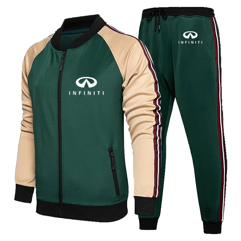 

Men's suits Infiniti car logo Print Casual high quality Collocation Men's Splicing cotton sweatshirt+sweatpants 2-piece set