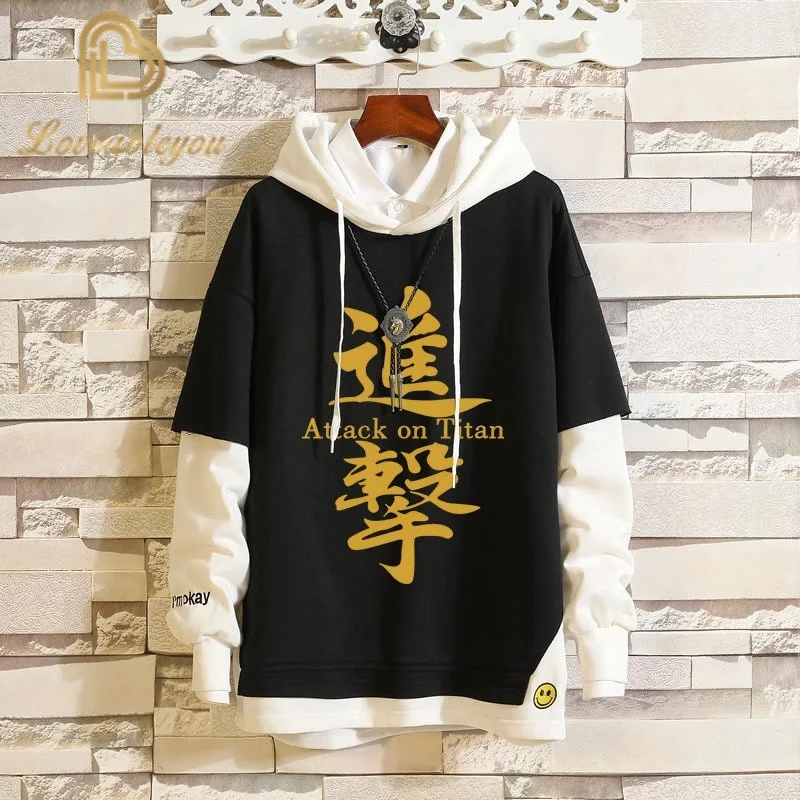 Толстовка с капюшоном для мужчин и женщин спортивная одежда аниме атака на