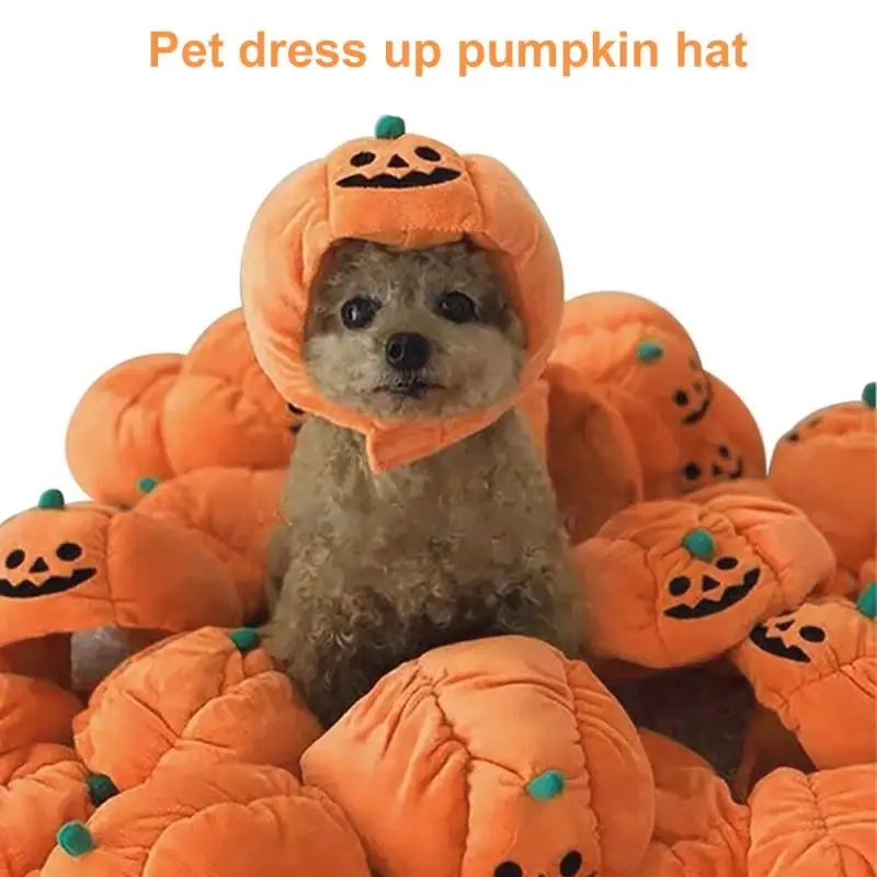 

Pet Hat Pet Halloween Pumpkin Hat Cat Dog Funny Adjustable Pumpkin Hat Party Props Accessory Earless Pet Decoration Headgear
