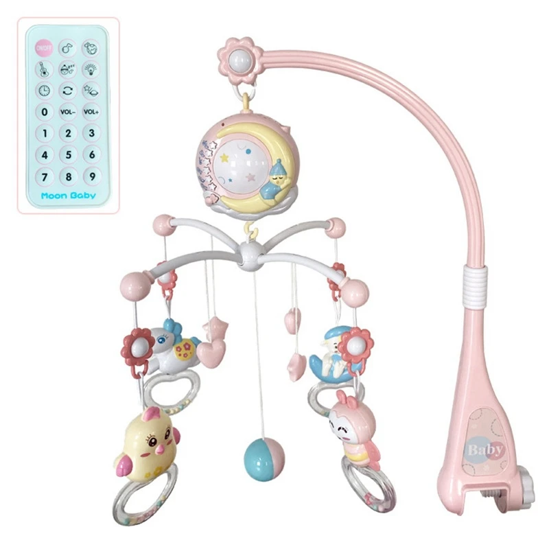 

Musical Baby Hanging Rattles Crib Mobiles Toy Holder Rotating Bed Bell Carousel Music Box Story Projection Toy