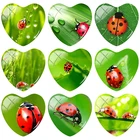 TAFREE божьи коровки цветы зеленый лист узор в форме сердца 25 мм стеклянный кабошон для брелоков Ожерелье Подвеска DIY ювелирные изделия подарок NT150