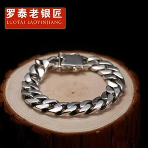 

Lotai Old Silver Maker 925 Silver Tyrant Men's Bracelet Fashion Personality Curb Chain Widened Bold Bracelet Men's Jewelry