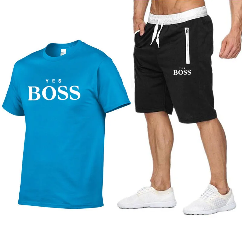 

2-piece suit men's is the boss T-shirt shorts summer short-sleeved suit sportswear men's sports pants running singlet basketball